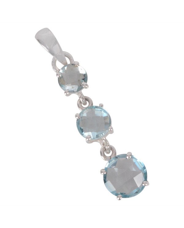 Natural Sky Blue Topaz Gemstone 925 Sterling Silver Statement Pendant| Jewels Artisan