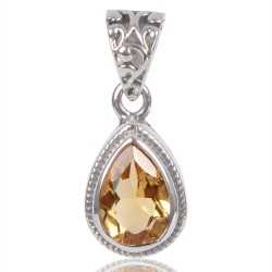 Natural Citrine Gemstone 925 Sterling Silver Pendant| Jewels Artisan