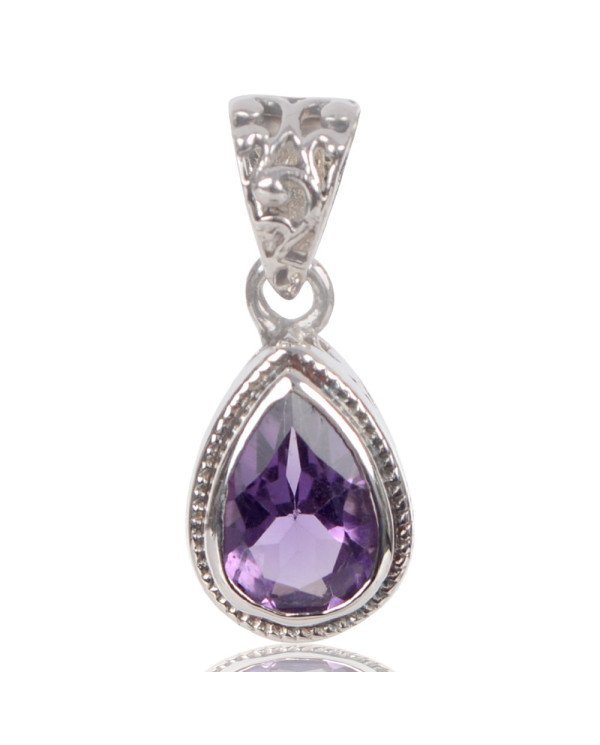Natural Amethyst Gemstone 925 Sterling Silver Pendant| Jewels Artisan