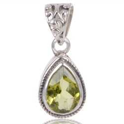 Natural Peridot Gemstone 925 Sterling Silver Pendant| Jewels Artisan