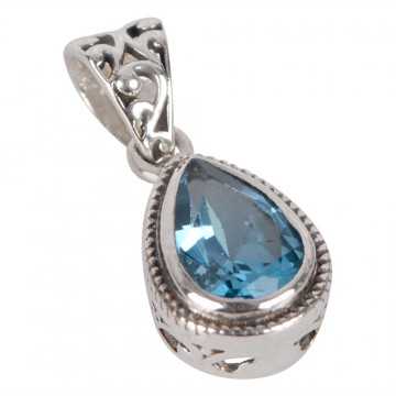 Natural Sky Blue Topaz Gemstone 925 Sterling Silver Cluster Pendant| Jewels Artisan
