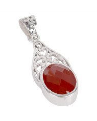 Natural Red Onyx Gemstone 925 Sterling Silver Cluster Pendant| Jewels Artisan