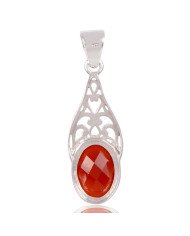 Natural Red Onyx Gemstone 925 Sterling Silver Cluster Pendant| Jewels Artisan
