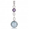 Natural Sky Blue Topaz Amethyst  Gemstone 925 Sterling Silver Statement Pendant| Jewels Artisan