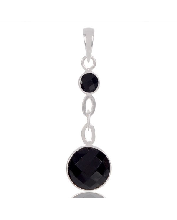 Natural Black Onyx Gemstone 925 Sterling Silver Statement Pendant| Jewels Artisan