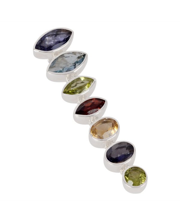 Swiss Blue Multi Gemstone 925 Sterling Silver  Pendant| Jewels Artisan