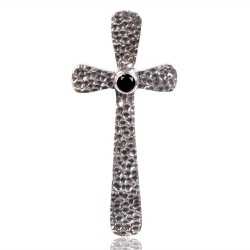 Natural Black Onyx Gemstone 925 Sterling Silver Cross Pendant| Jewels Artisan