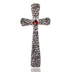 Natural Garnet Gemstone 925 Sterling Silver Cross Pendant| Jewels Artisan