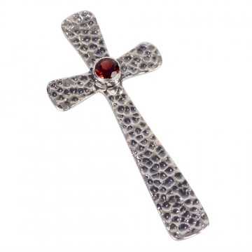 Natural Garnet Gemstone 925 Sterling Silver Cross Pendant| Jewels Artisan