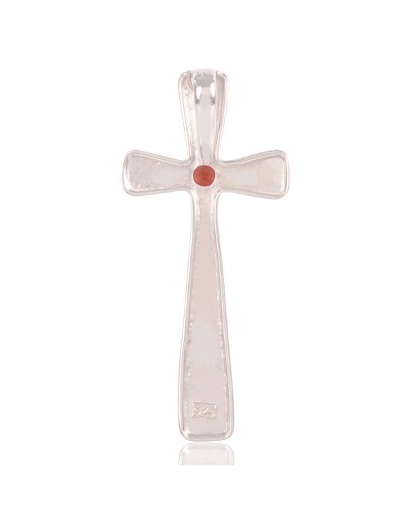 Natural Garnet Gemstone 925 Sterling Silver Cross Pendant| Jewels Artisan