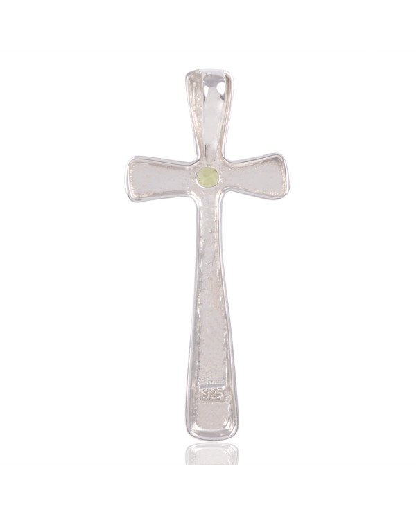 Natural Peridot Gemstone 925 Sterling Silver Cross Pendant| Jewels Artisan