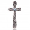 Natural Swiss Blue Topaz Gemstone 925 Sterling Silver Cross Pendant| Jewels Artisan