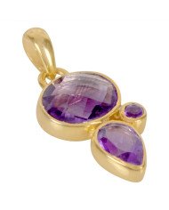 Natural Amethyst Gemstone 925 Sterling Silver Gold Plated Pendant| Jewels Artisan