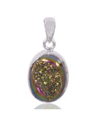 Natural Titanium  Druzy Gemstone 925 Sterling Silver Cluster Pendant| Jewels Artisan