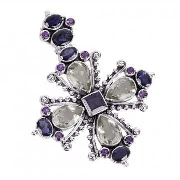 Natural Green Amethyst Iolite Gemstone 925 Sterling Silver Locket Pendant| Jewels Artisan