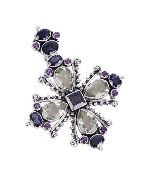 Natural Green Amethyst Iolite Gemstone 925 Sterling Silver Locket Pendant| Jewels Artisan