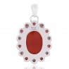 Natural Garnet Red Onyx And Smoky Quartz Gemstone 925 Sterling Silver Pendant| Jewels Artisan