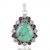 Natural Tibetan Turquoise Smoky Quartz And Green Amethyst Gemstone 925 Sterling Silver Pendant| Jewels Artisan