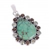 Natural Tibetan Turquoise Smoky Quartz And Green Amethyst Gemstone 925 Sterling Silver Pendant| Jewels Artisan