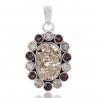 Natural Pyrite Smoky Quartz And Green Amethyst Gemstone 925 Sterling Silver Pendant| Jewels Artisan