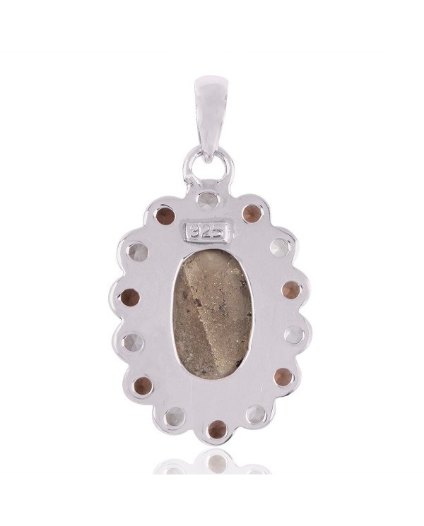 Natural Pyrite Smoky Quartz And Green Amethyst Gemstone 925 Sterling Silver Pendant| Jewels Artisan