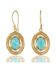 Light Green Gemstone and White Cubic Zirconia Gold Plated Fashion Earring| Jewels Artisan