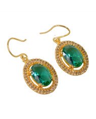 Light Green Gemstone and White Cubic Zirconia Gold Plated Fashion Earring| Jewels Artisan