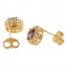 Purple Gemstone and White Cubic Zirconia Gold Plated Stud Earring| Jewels Artisan