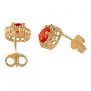Orange Gemstone and White Cubic Zirconia Gold Plated Stud Earring| Jewels Artisan