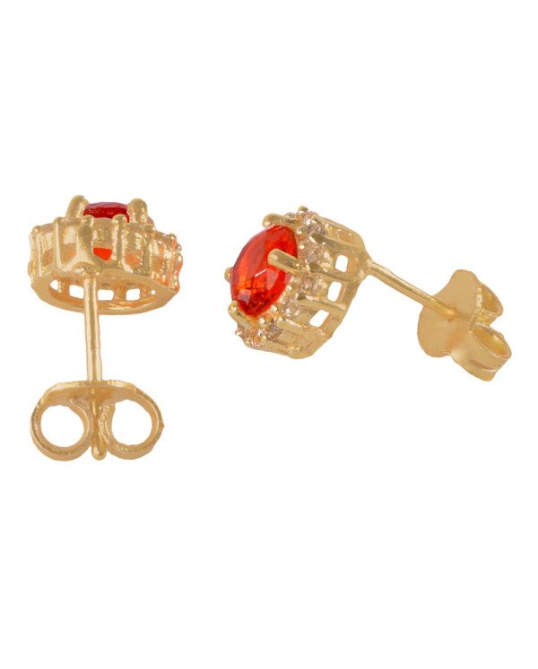Orange Gemstone and White Cubic Zirconia Gold Plated Stud Earring| Jewels Artisan
