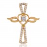 White Cubic Zirconia Yellow Gold Plated Fashionable Cross Pendant| Jewels Artisan