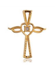 White Cubic Zirconia Yellow Gold Plated Fashionable Cross Pendant| Jewels Artisan