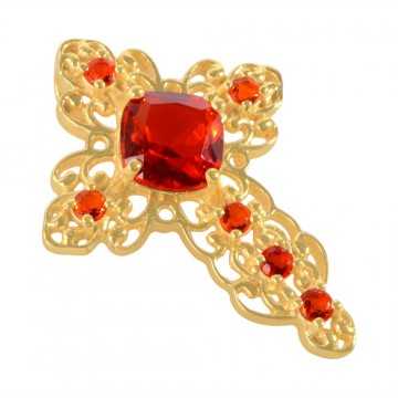 Orange Gemstone Gold Plated Fashionable Cross Pendant| Jewels Artisan