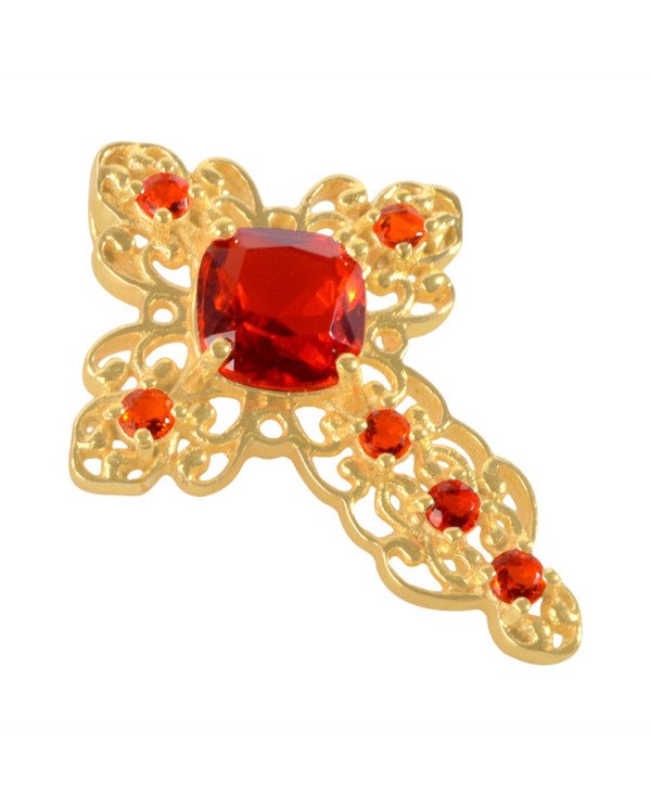 Orange Gemstone Gold Plated Fashionable Cross Pendant| Jewels Artisan